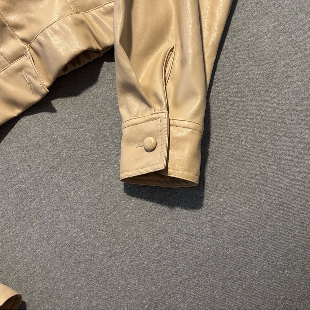 Fashion Nova Tan Boxy Cropped Button Down Shirt - Picture 7 of 15